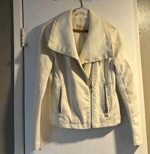 Thread & Supply White Faux Leather Moto Jacket